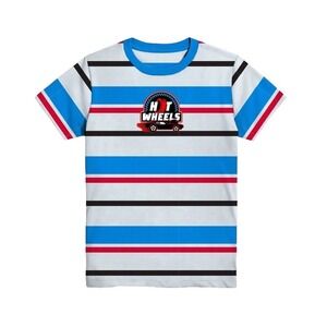 Hot Wheels T-Shirt Size Large (10/12) Graphic Crew Neck Embroidered‎ Striped New